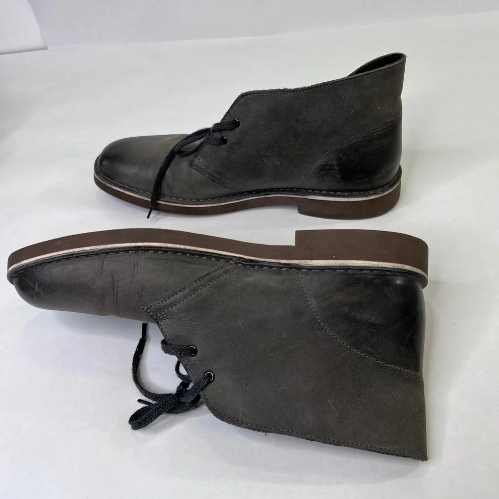 Clarks Bushacre 2 Mens Sz 12 Charcoal Grey Beeswax Leather Chukka Desert Boots